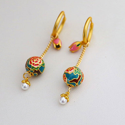 New Chinese Retro Tulip Earrings with Fringe Simple Elegant Design Jewelry