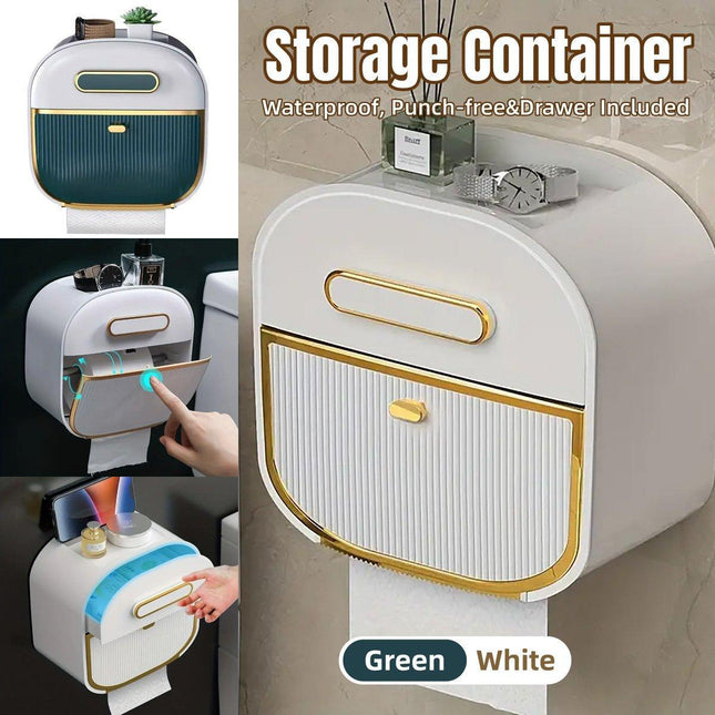 Wall Mounted Multifunctional Tissue Box Toilet Paper Storage Box Non-perforated