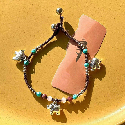 Handmade Tibetan Style Bracelet Nepal Copper Natural Stone Beads Jewelry