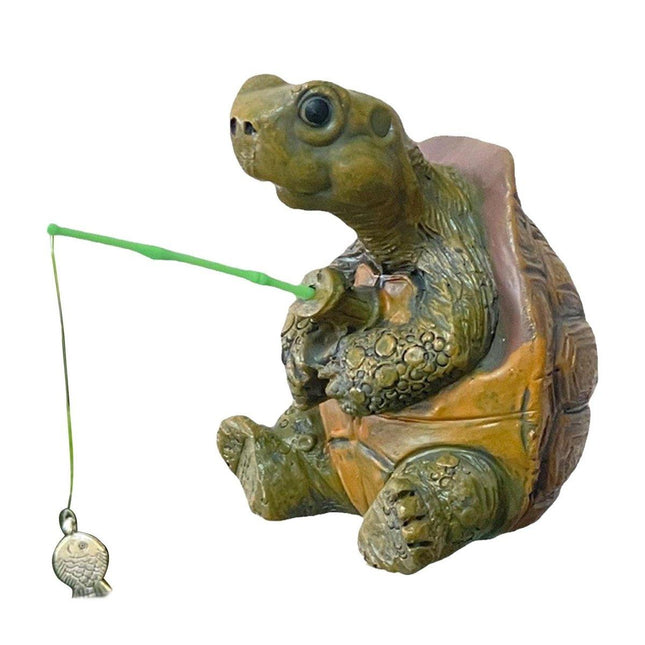 Fishing Turtle Ornament Cute Outdoor Patio Pool Decoration for Garden Balcony