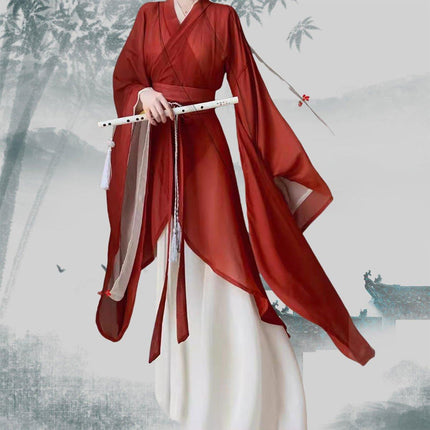 Womens Hanfu Wei Jin Style Big Sleeve Dress Northern Southern Dynasty