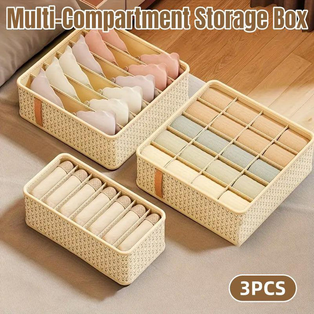 3pcs Underwear Socks Storage Box Wardrobe Organiser Compartmentalised Container