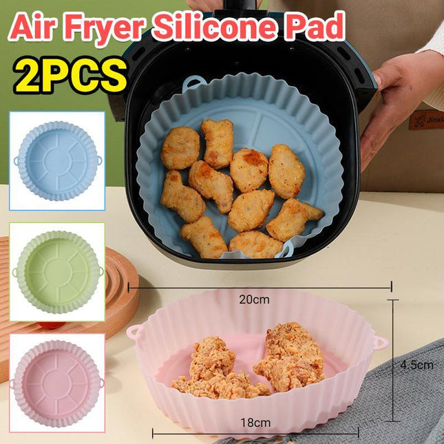 2X Air Fryer Silicone Pot Air Fryer Basket Liners Non-Stick Reusable Baking Tray - Aimall