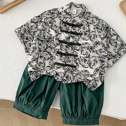 Boys Two-Piece Short-Sleeved Hanfu Traditional Chinese Style Outfit