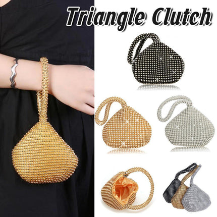 Elegant Triangle Sequin Evening Clutch Bag Glitter Solid Colour Shell Purse