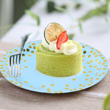 Bronzing Polka Dot Blue Suit Polka Dot Birthday Tableware Disposable High-end Dinner Plate