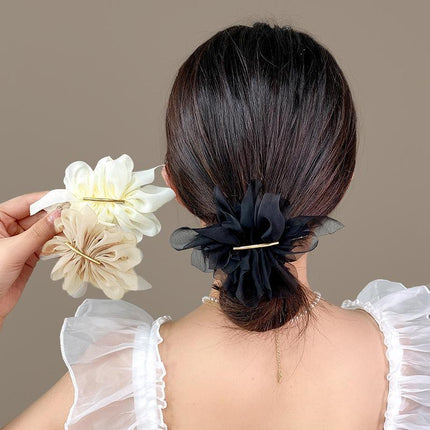 Chiffon Headdress Flower Hairpin Woman Sweet party hair Claw styling Hair Clips - Aimall