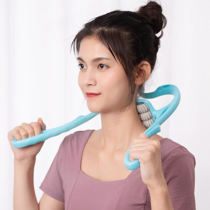 Hand 6-Roller Neck Shoulder Massager Trigger Point Pressure Pain Fatigue Relieve - Aimall