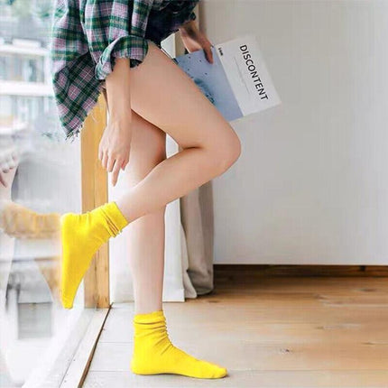 New Olid Pure Colour Formal Socks Cotton Fashion Casual Breathable Crew Socks - Aimall