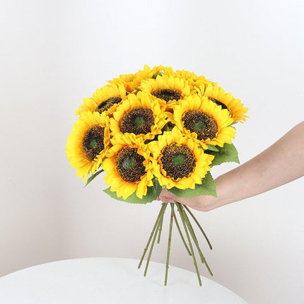 10pcs Artificial Sunflower Bouquet Fake Flower Arrangement Indoor Home Decor Set