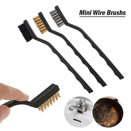 15PCS Stainless Steel Nylon Brass Scrub Brushes Metal Remover Mini Wire Brush Set - Aimall