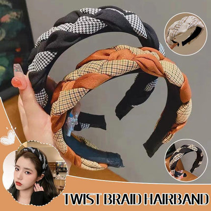Women Headband Twist Hairband Hoop Knit Knot Cross Tie Wide Headwear Accessories - Aimall