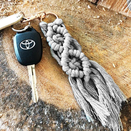 Boho Macrame Keychain with Tassel Pendant