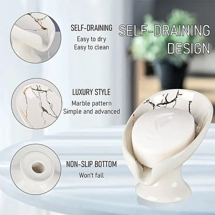 Light Luxury Ceramic Soap Dish Drainage Soap Holder Household Soap Storage Box