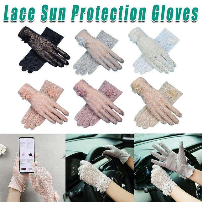 6 Colours Women UV Protection Lace Gloves Touchscreen Non-Slip Driving Gloves
