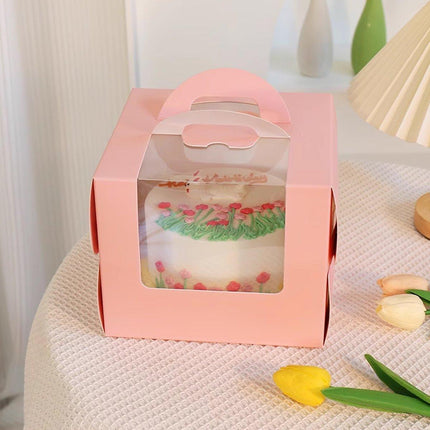 25pcs 6/8 Inch Portable Mousse Cake Box with Open Window Birthday Packaging