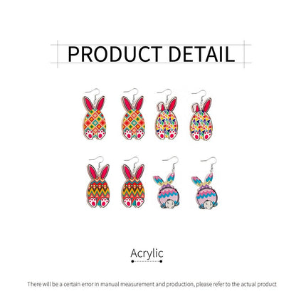 Easter Acrylic Bunny Earrings Cute Cartoon Rabbit Jewelry Spring Holiday Gifts