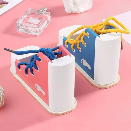2PCS Wooden Lacing Toy Set for Early Learning and Fine Motor Skill Training