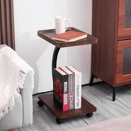 Movable Coffee Side Table Laptop Desk Bedside Sofa Tea End Table Wooden Metal
