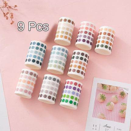 9pcs Dot Paper Tape Gradient Stickers for DIY Handbook Scrapbooking Supplies