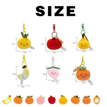 Smile Fruit Vegetable Plush Toys Doll Pendant Keychain Key Ring Bag Decor Kids - Aimall