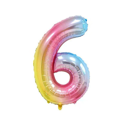 Foil Number Balloon 40" Rose Gold Silver Rainbow Birthday Party Wedding Rainbow - Aimall