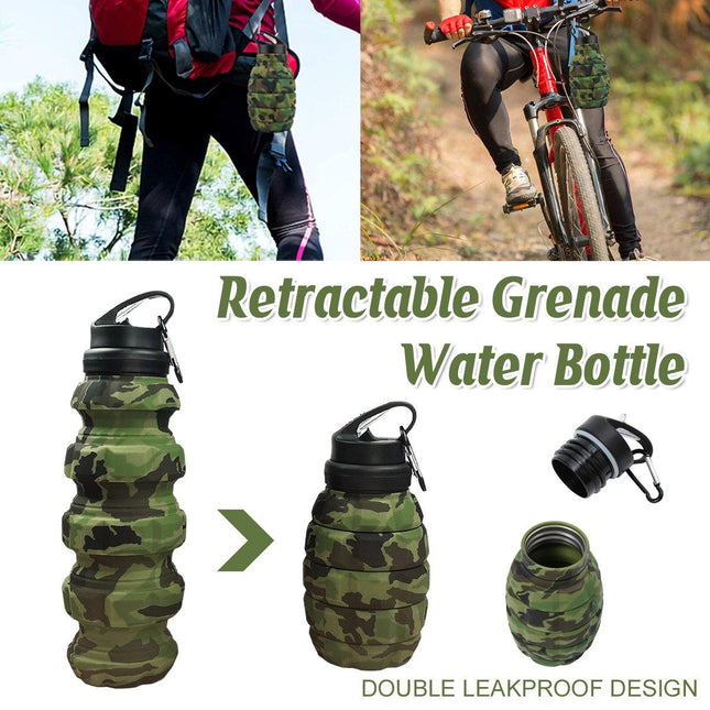 Plastic Grenade Water Bottle Silicone Riding Sports Kettle Retractable Folding Water Bottle