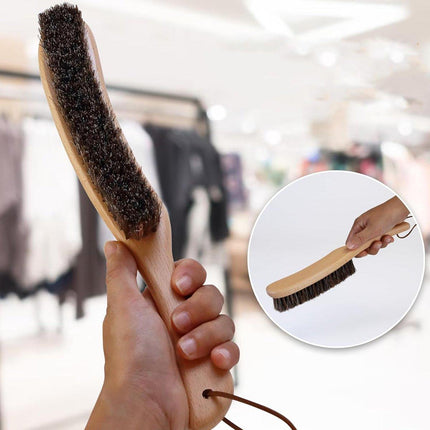 2PCS Wooden Handle Horsehair Clothes Brush Dust Remover Household Cleaning Brush