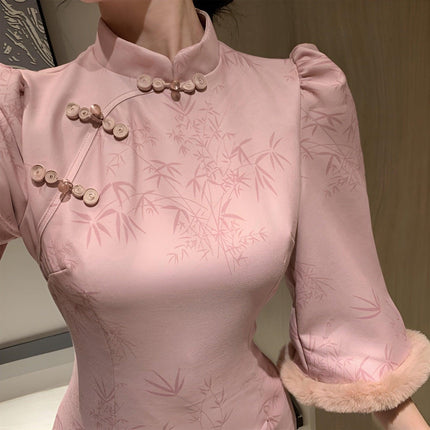 Pink New Elegant Cheongsam Qipao Chinese Traditional Modified Dress Women Fashion - Aimall