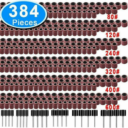 384Pcs Drum Sanding Kit For Nail Drill Bits Dremel Accessories Rotary Tool Set - Aimall