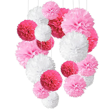 18PCS Pink Spiral Hanging Paper Flower Balls Birthday Party Decoration