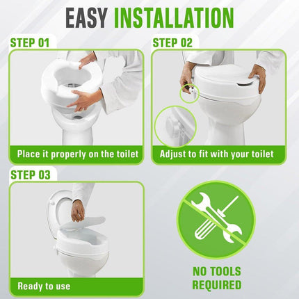Adjustable Raised Toilet Seat Riser for Elderly Pregnant Women and Mobility Support