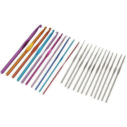 50PCS Hooks Set Crochet Sewing Tools Knitting Needles Aluminum DIY Weave Craft - Aimall