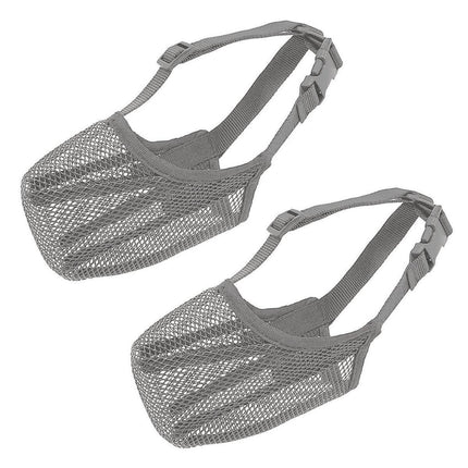 2PCS Adjustable Mesh Pet Dog Muzzle Mask Mouth Cover No Bite Strap Mouth Cover