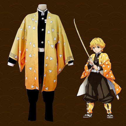 Demon Slayer Kimetsu No Yaiba Agatsuma Zenitsu Cosplay Costume Kimono Outfit Wig - Aimall