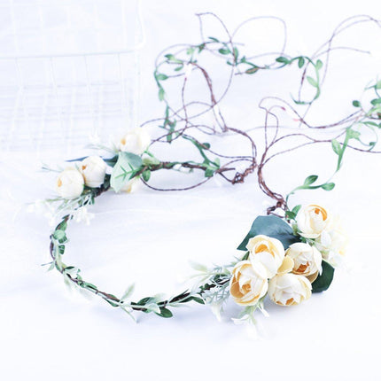 Bridal Floral Headdress Flower Crown Vacation Beach Wedding Simulation Hair Band