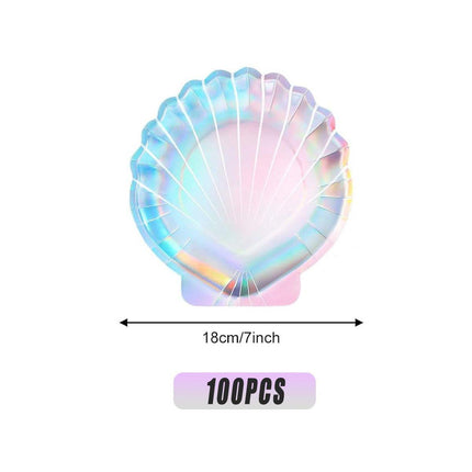 100pcs High Appearance Paper Plates Shell Cake Fast Food Party Disposable Plates