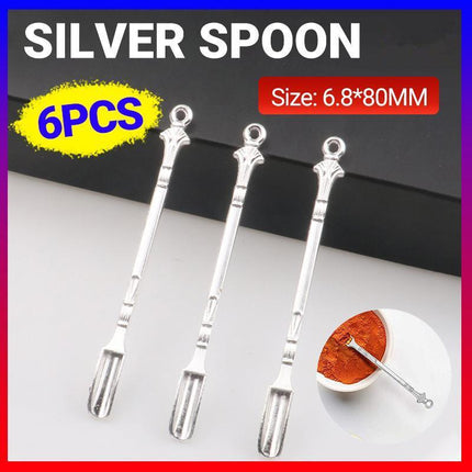 6X Mini Powder Ladle Scoop Mini Spoon Spatula Metal Shovel Silver color Spoon - Aimall
