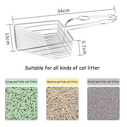 Metal Stainless Steel Cat Litter Shovel Metal Pet Cleaning Filter Scoop Durable - Aimall