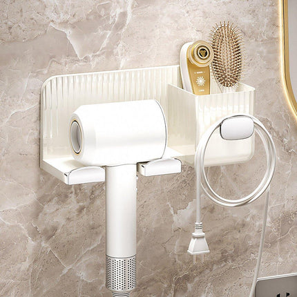 Hair Dryer Holder Rack Plastic Wall Mount No Drill Bathroom Organizer Storage