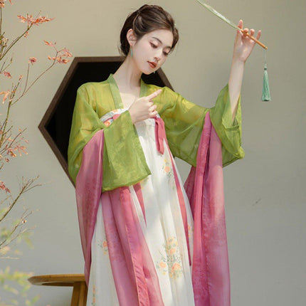 Women Chinese Style Hanfu Tea Dress Guofeng Tang Inspired Chest-length Dress