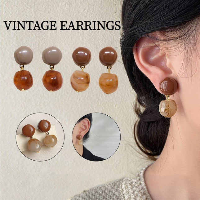 Vintage Coffee Earrings for Women Artistic Temperament Retro Style Jewellery