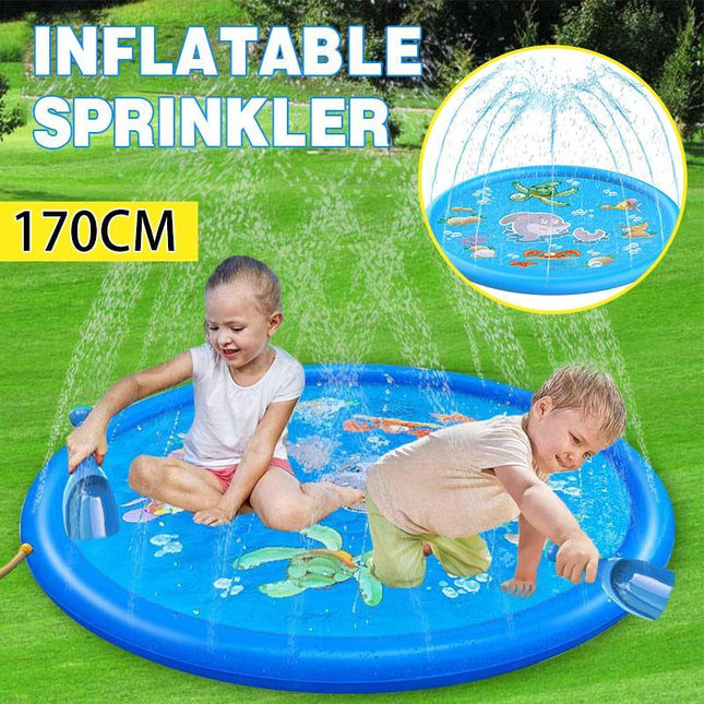 170CM Inflatable Water Splash Spray Mat Kids Sprinkler Play Pad Outdoor Pool - Aimall