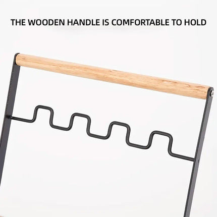 Outdoor Portable Wooden Folding Garbage Rack Picnic Barbecue Plastic Bag Holder