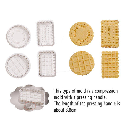 4PCS Plaid Cookie Stamp Set Waffle Biscuit Cutter Press Home Baking Tool Kit
