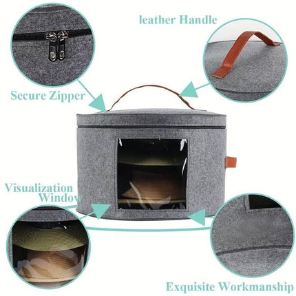 Felt Storage Bucket Handheld Zip Storage Bin with Lid for Household Organisation