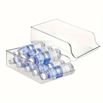 Clear Plastic Beverage Organizer Fridge Storage Shelf Holder for Kitchen Pantry
