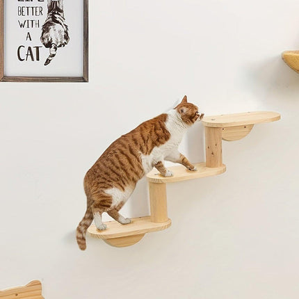 Solid Wood Wall Mounted Cat Climbing Tree Rack Platform Space Capsule Bed Shelf