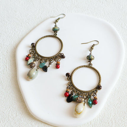 Bohemian Geometric Dreamcatcher Tassel Earrings Stylish Women Fashion Jewelry