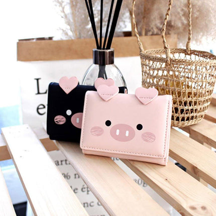 Womens Cute Cartoon Short Wallet Small Three Fold Multi Card Holder Wallet